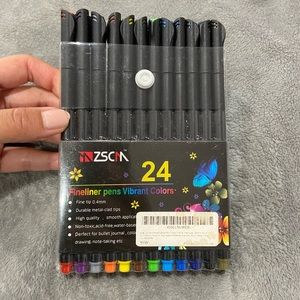 24 Fineliner pens vibrant colors- 0.4mm tips